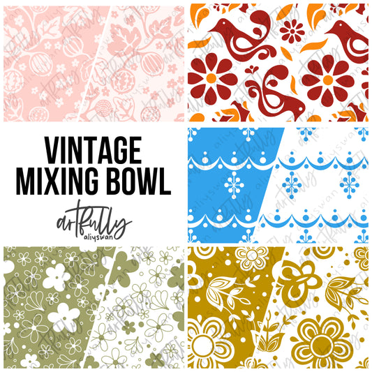 Vintage Mixing Bowls Seamless File - MULTIPLE OPTIONS