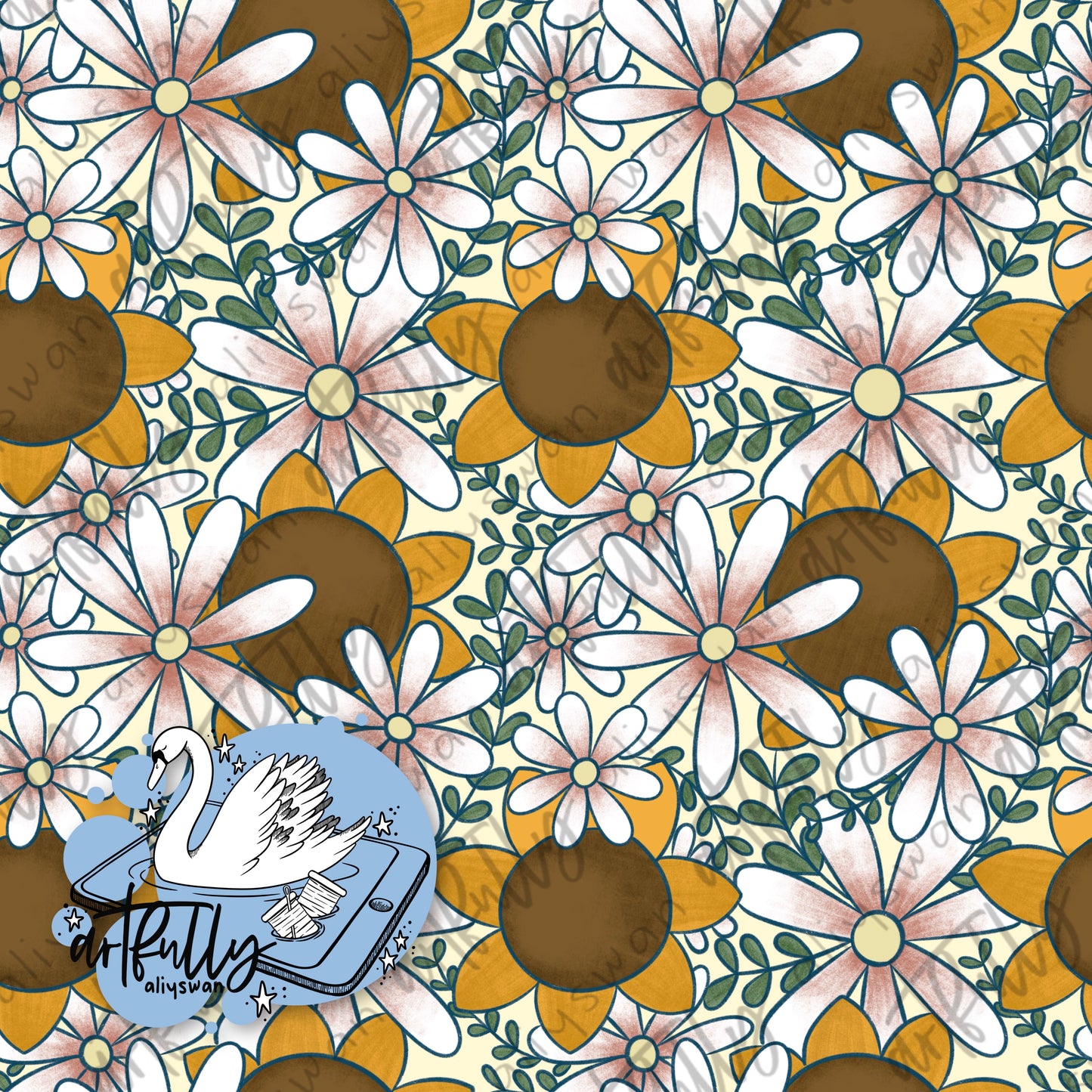 Cottagecore Flowers with Vines Seamless File - MULTIPLE OPTIONS