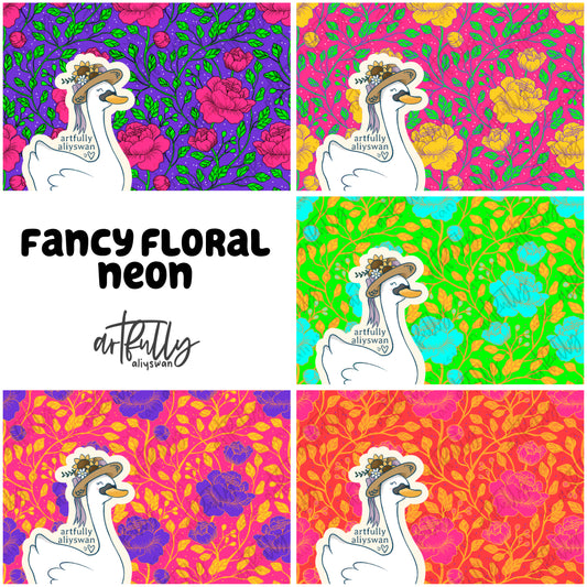 Fancy Floral Neon Seamless File - MULTIPLE OPTIONS