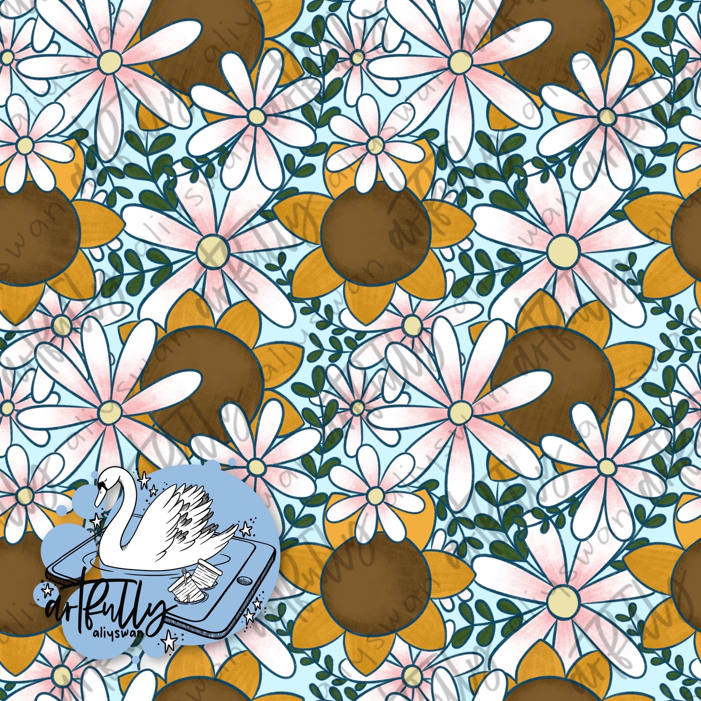 Cottagecore Flowers with Vines Seamless File - MULTIPLE OPTIONS