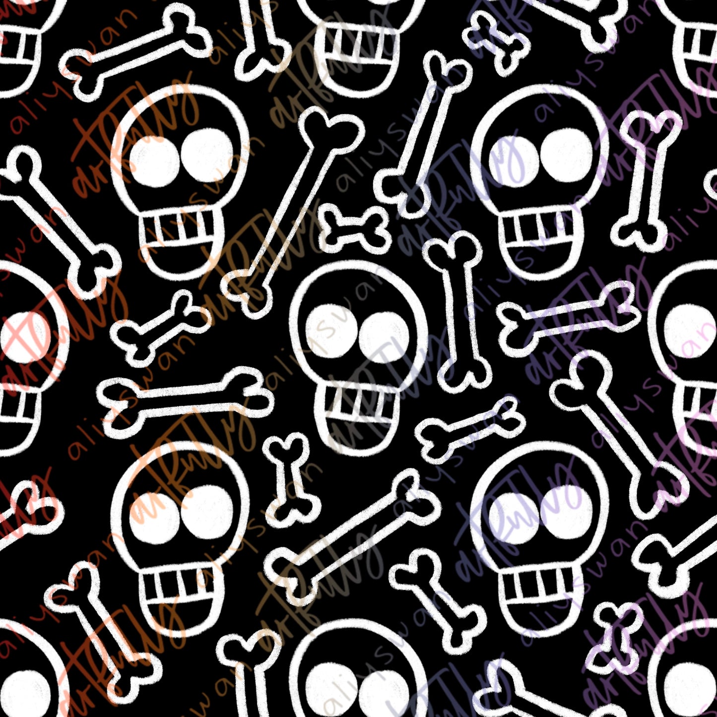 Teensy Skull Bones Seamless File - MULTIPLE OPTIONS