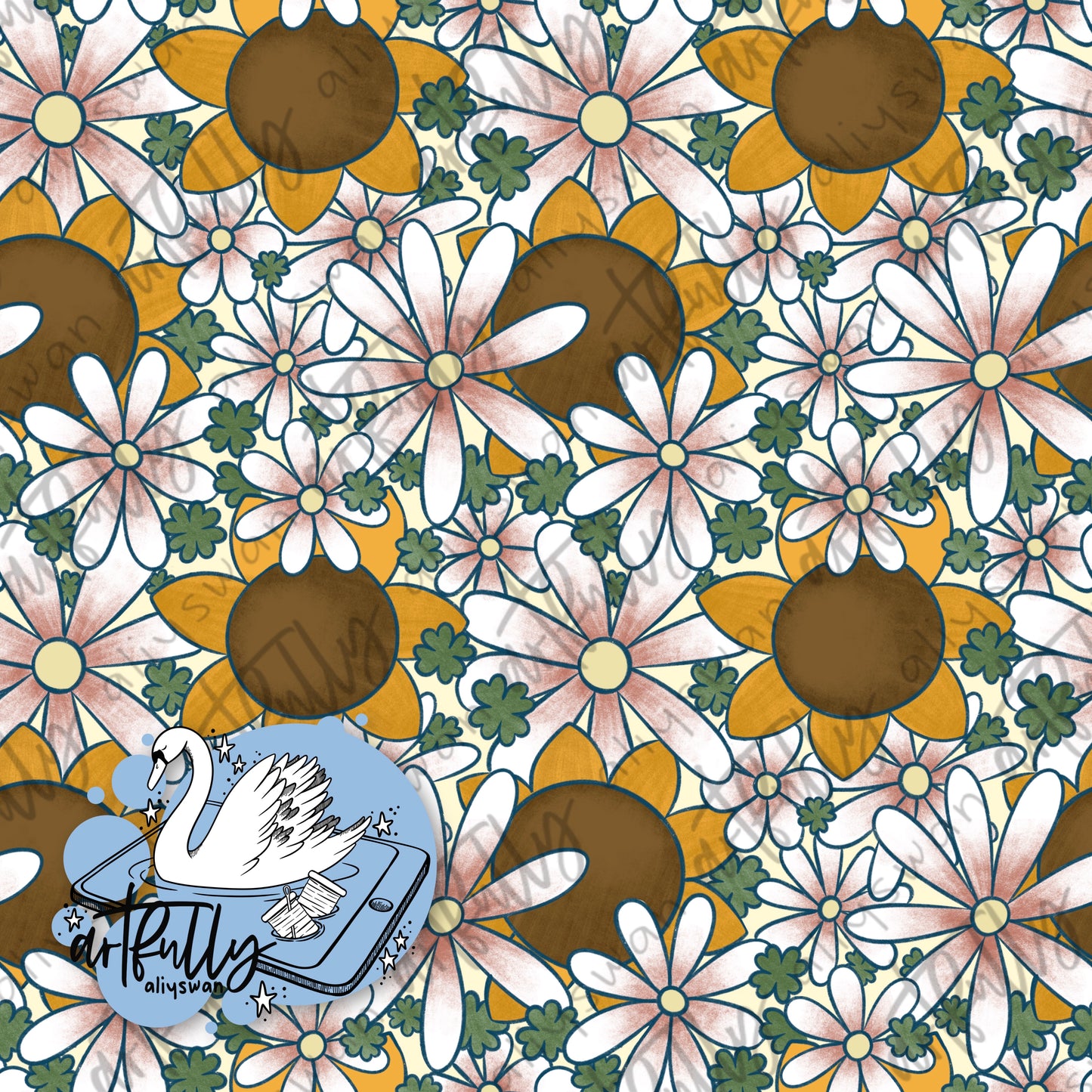 Cottagecore Flowers with Shamrocks Seamless File - MULTIPLE OPTIONS