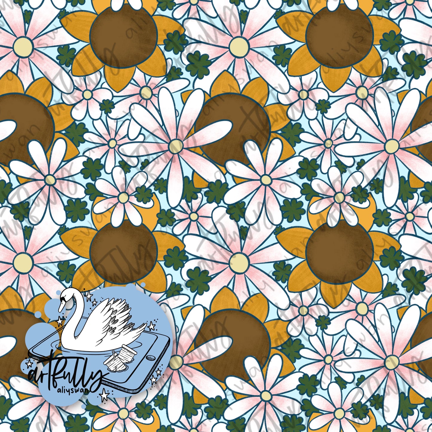 Cottagecore Flowers with Shamrocks Seamless File - MULTIPLE OPTIONS