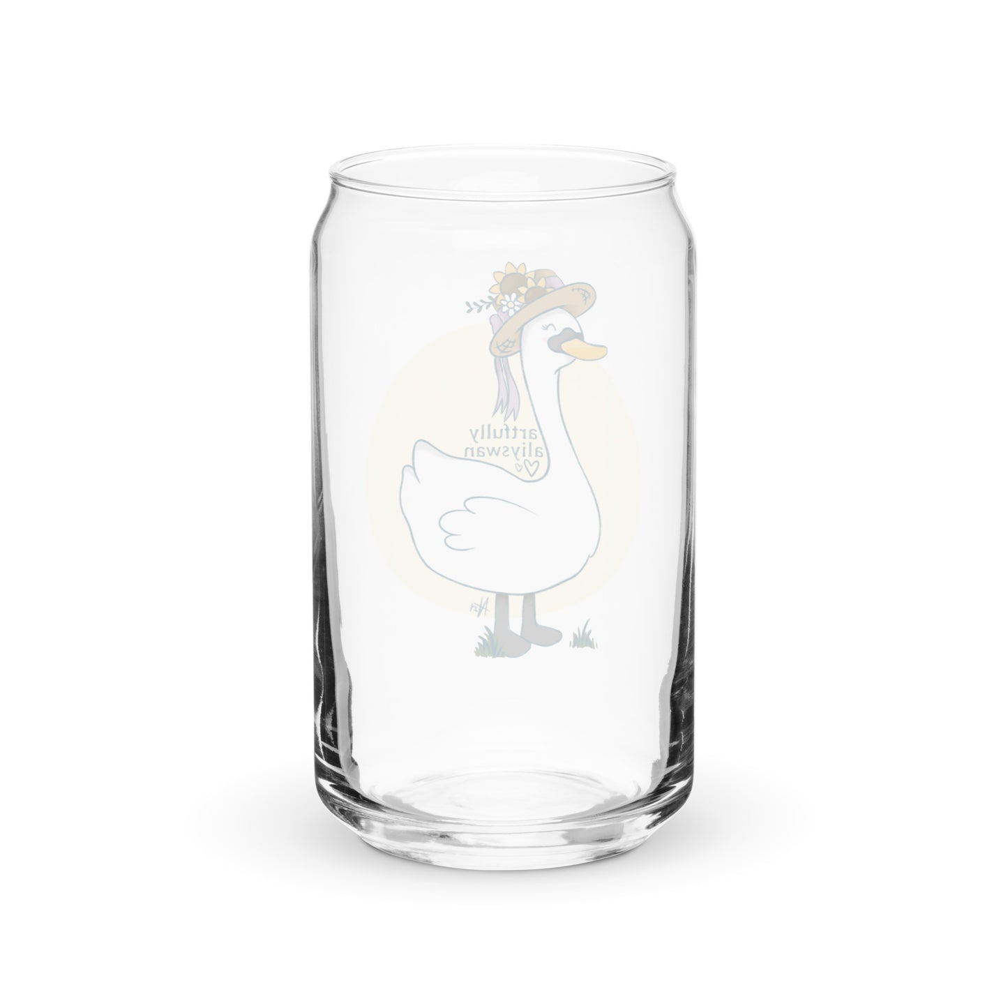 Artfully Aliyswan Cottagecore Swan Glass Can