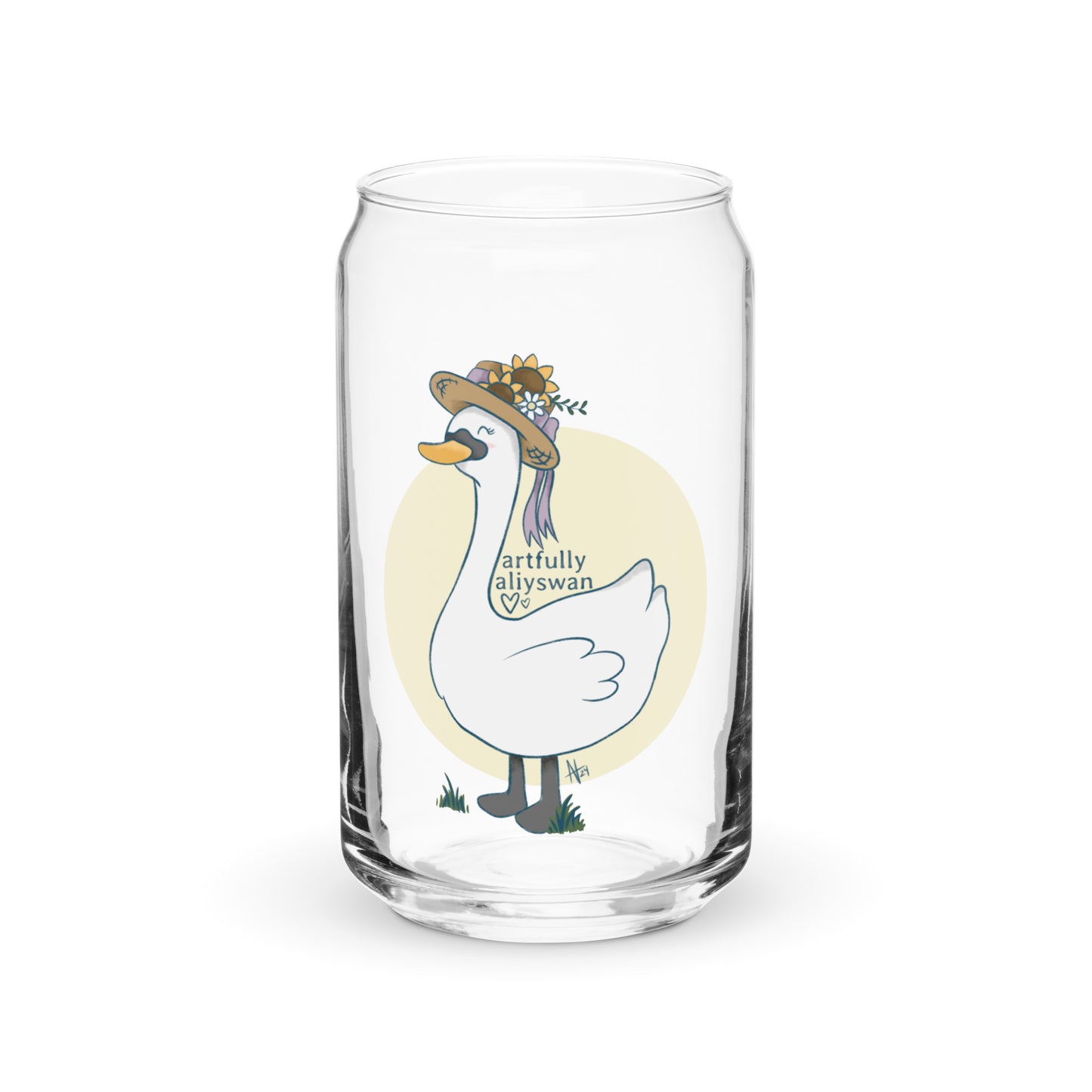 Artfully Aliyswan Cottagecore Swan Glass Can