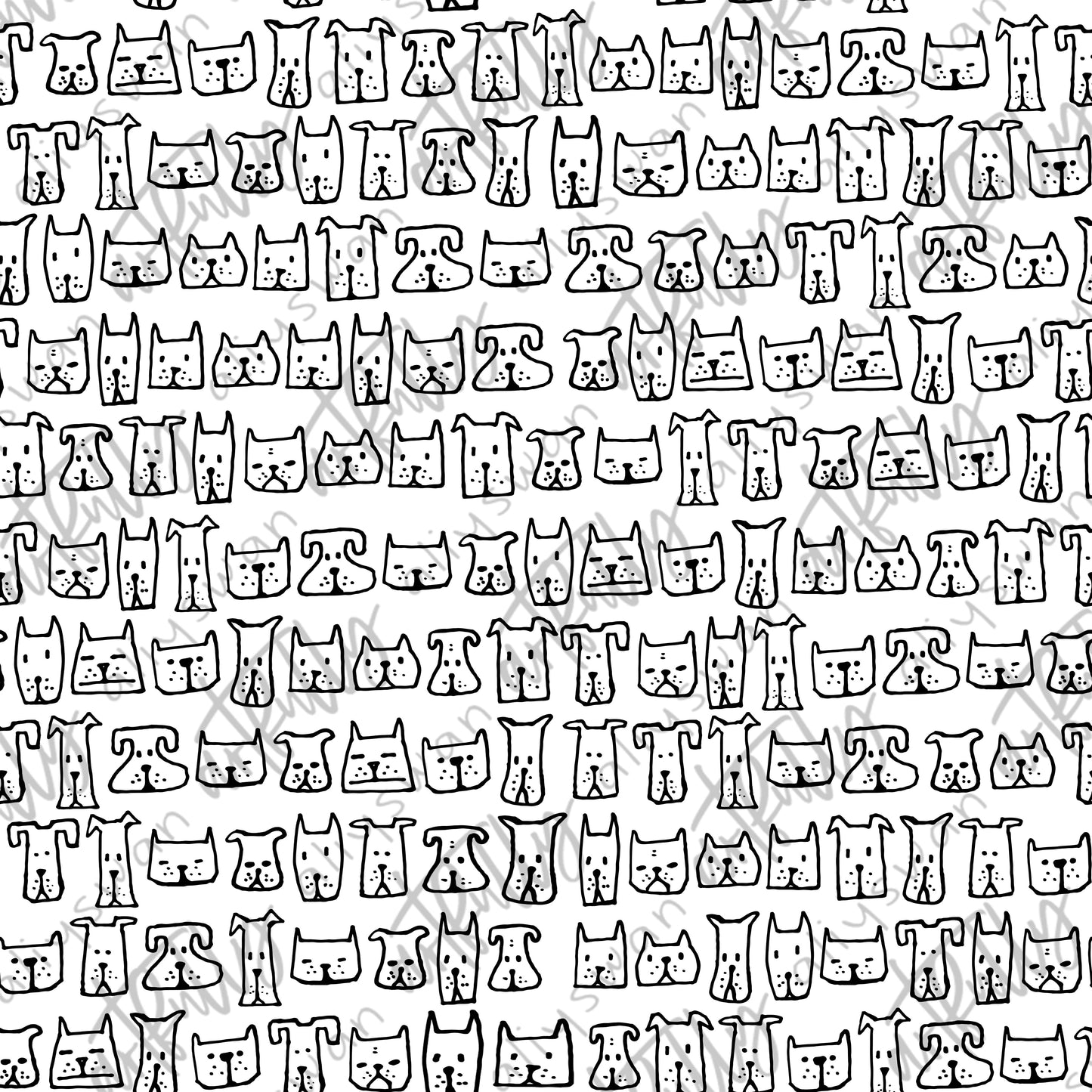 Cat/Dog Doodles Seamless File - White