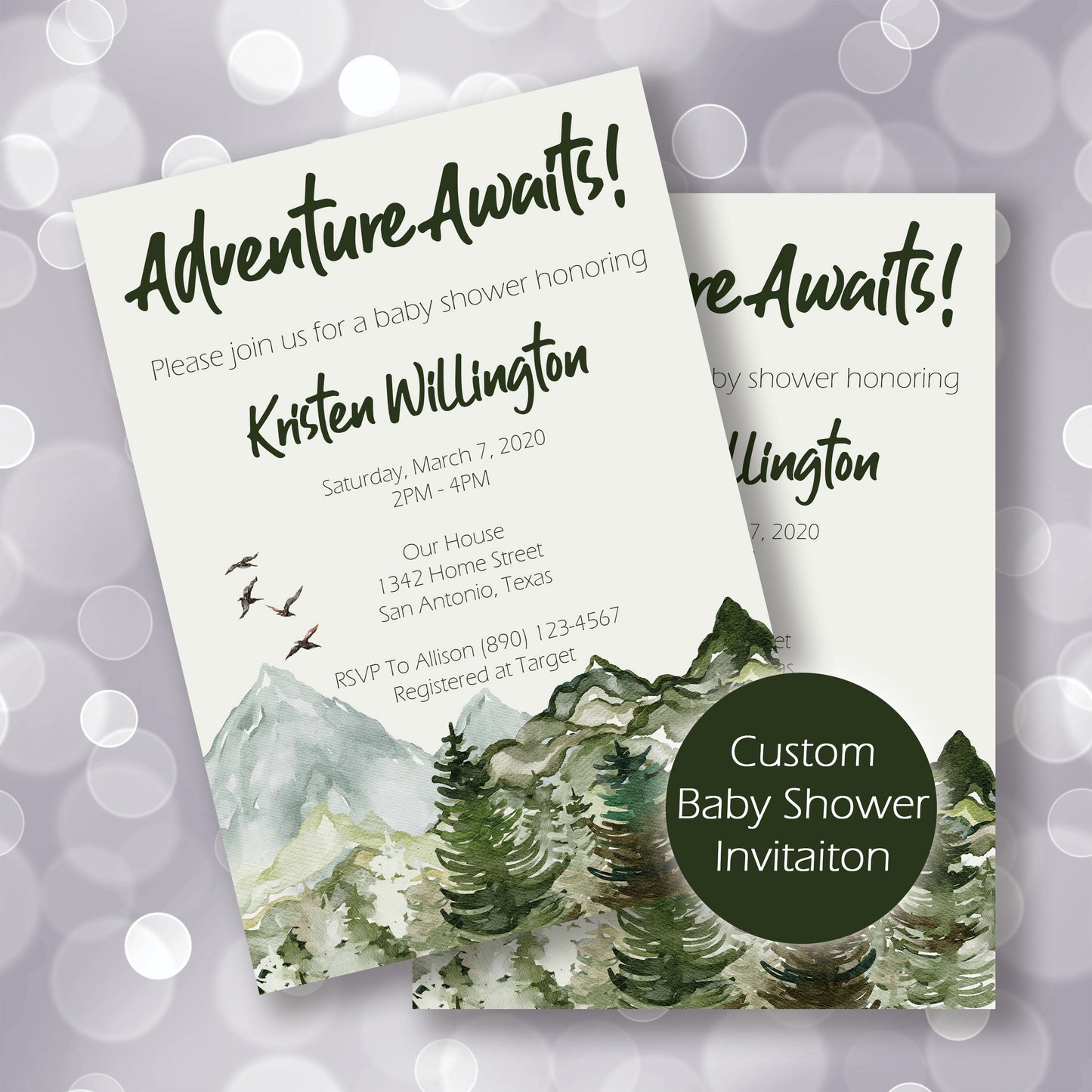 Forest Theme Custom Baby Shower Invitation