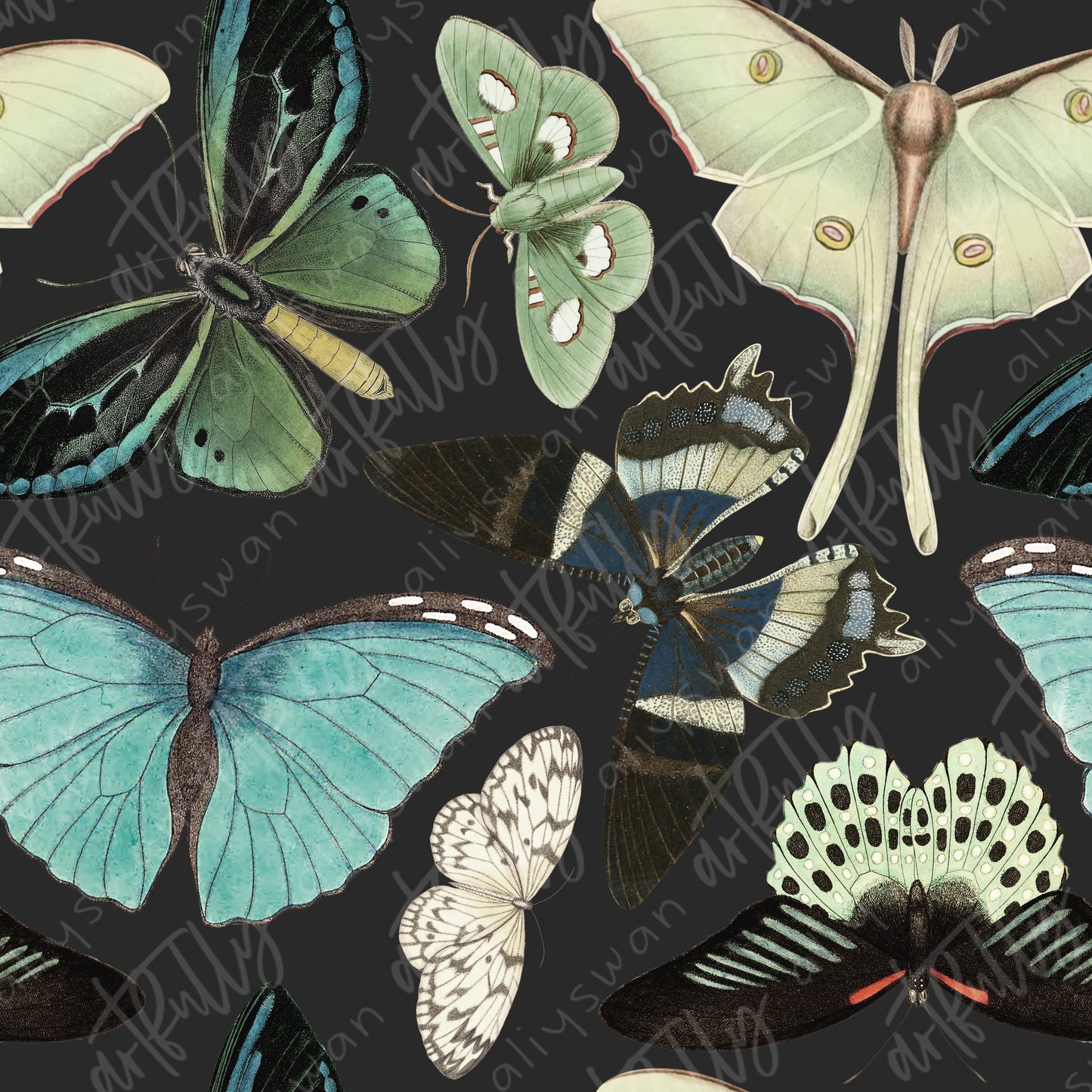 Vintage Nature Seamless File - Butterflies