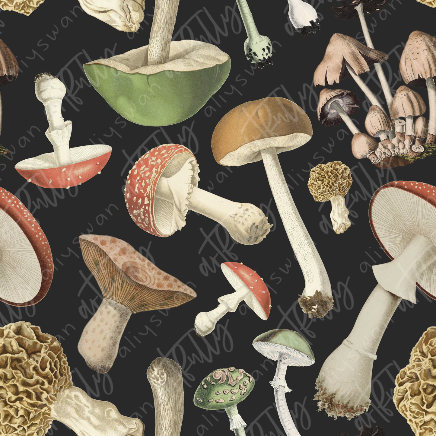 Vintage Nature Seamless File - Mushrooms