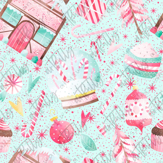 Sweet Pink Christmas Seamless File - Blue