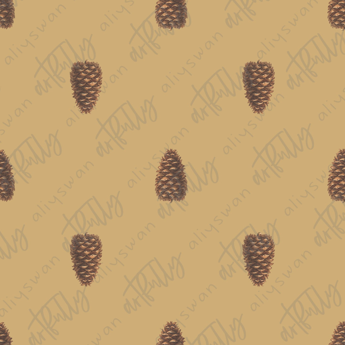 Pinecones Icons Seamless File - Tan