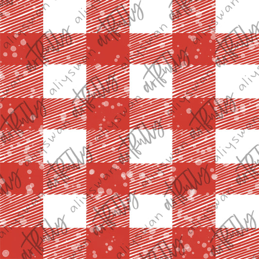Vintage Christmas Seamless File - Red Gingham