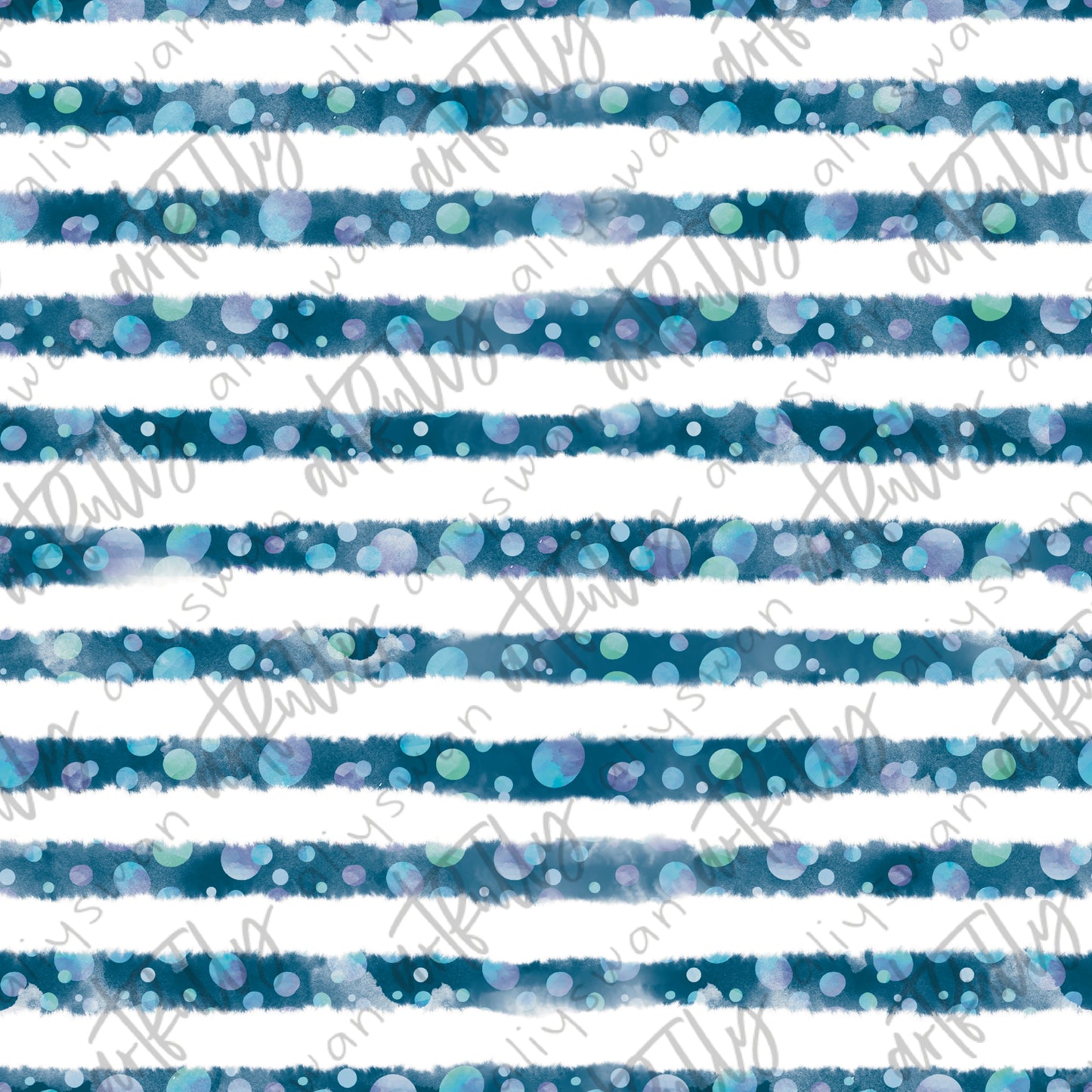 Ocean Mermaids Coordinate Seamless File - Blue Stripes