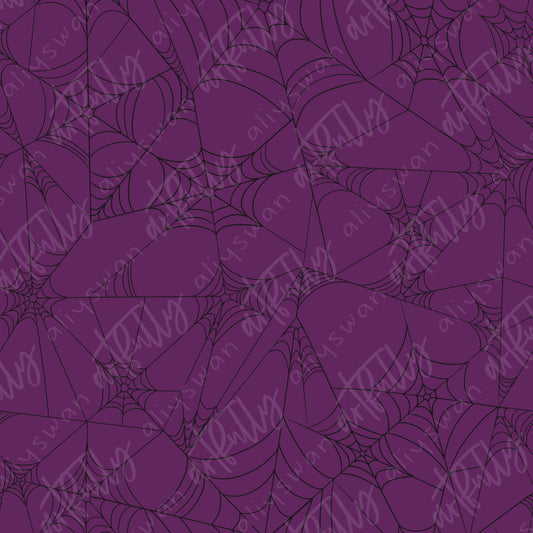 Pinup Halloween Seamless File - Purple Webs Coordinate