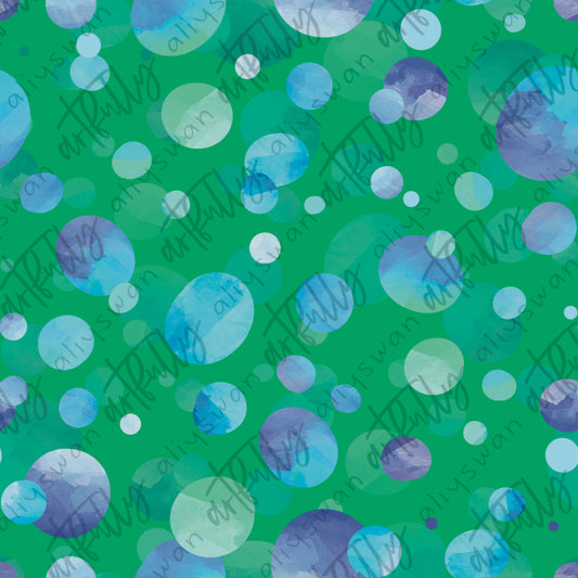 Ocean Mermaids Coordinate Seamless File - Green Bubbles