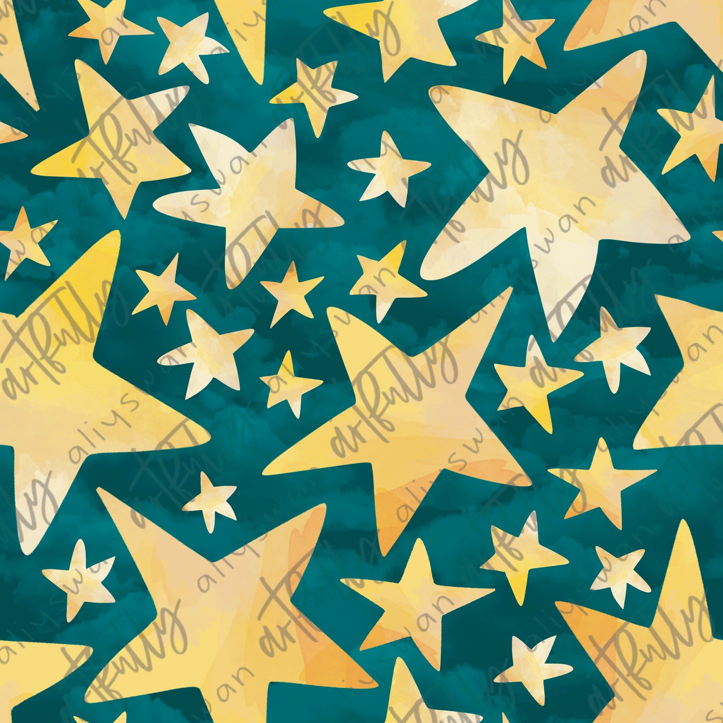 Sleepy Sheep - Stars Coordinate Seamless File - Teal