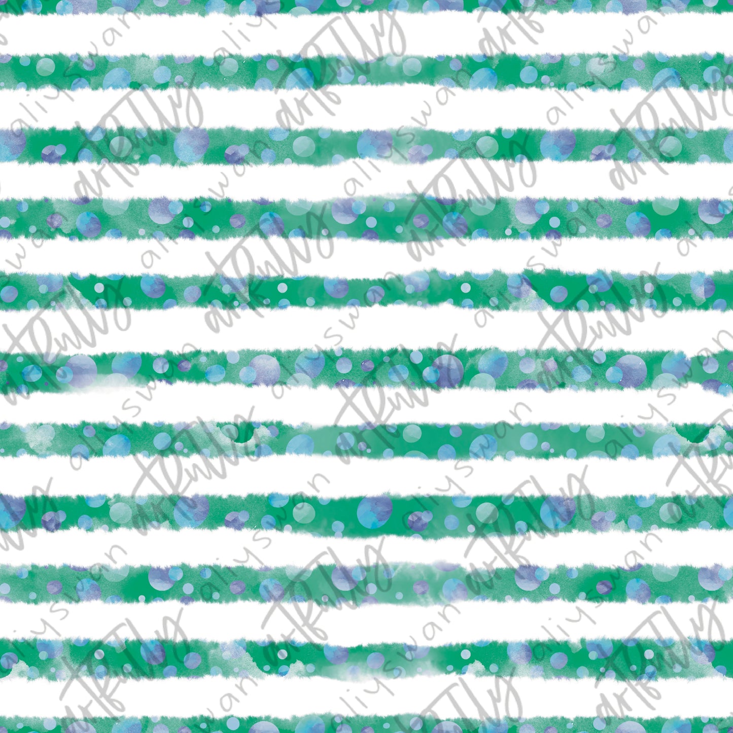 Ocean Mermaids Coordinate Seamless File - Green Stripes