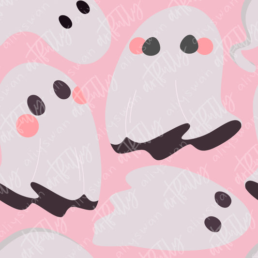 Spooky Babe Coordinate Seamless File - Pink Ghosts - Designer Challenge July/August 2022