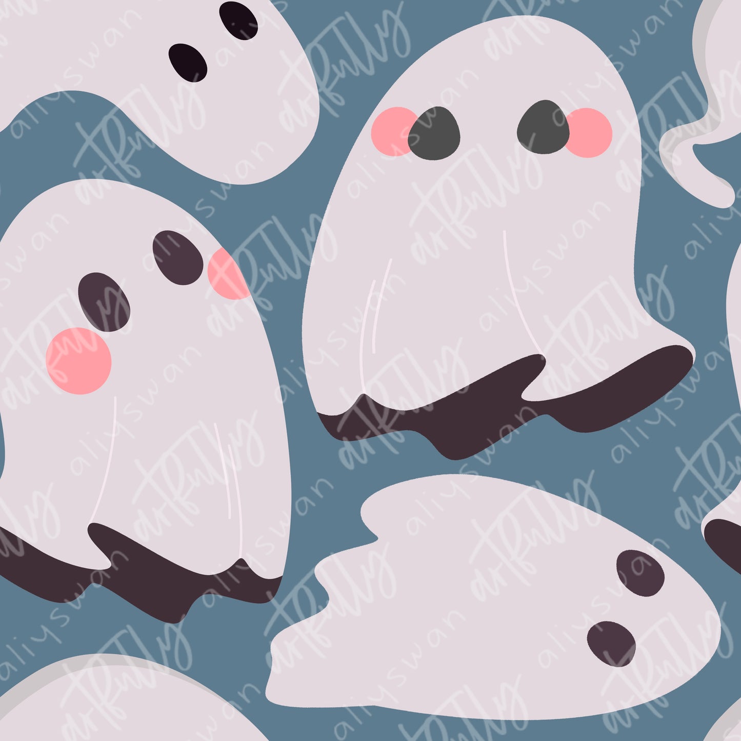 Spooky Babe Coordinate Seamless File - Blue Ghosts - Designer Challenge July/August 2022