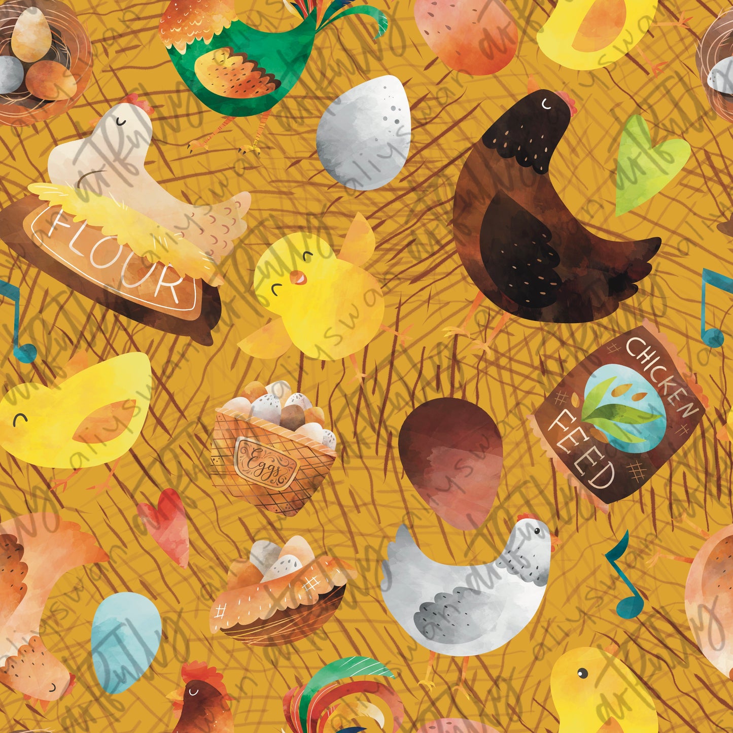 Chickens Seamless File - Yellow
