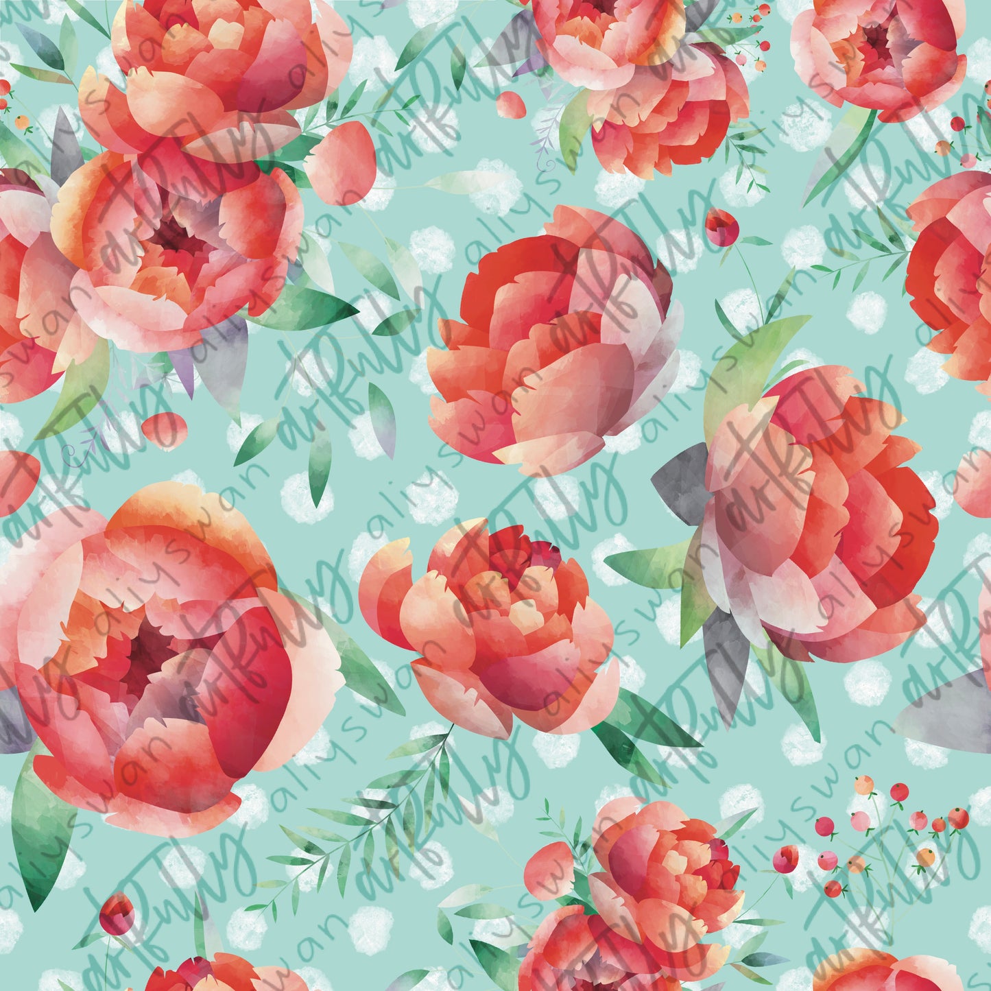 Red Peony Seamless File - Dots
