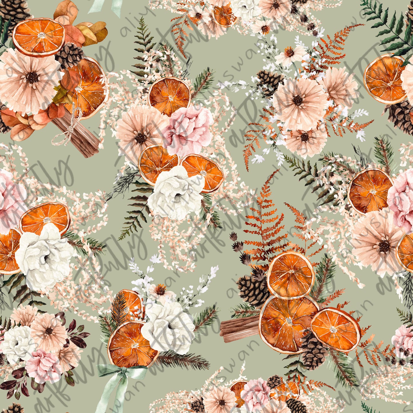 Boho Winter Seamless File - Green