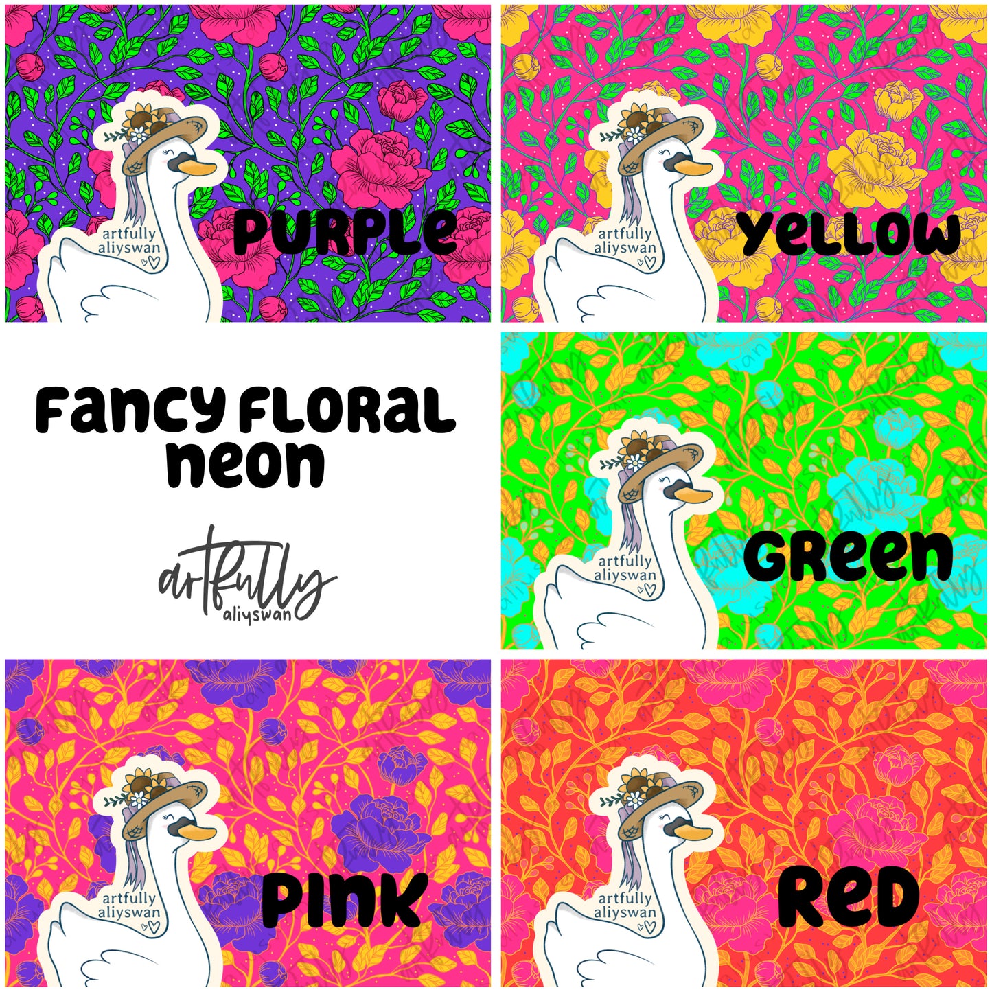 Fancy Floral Neon Seamless File - MULTIPLE OPTIONS