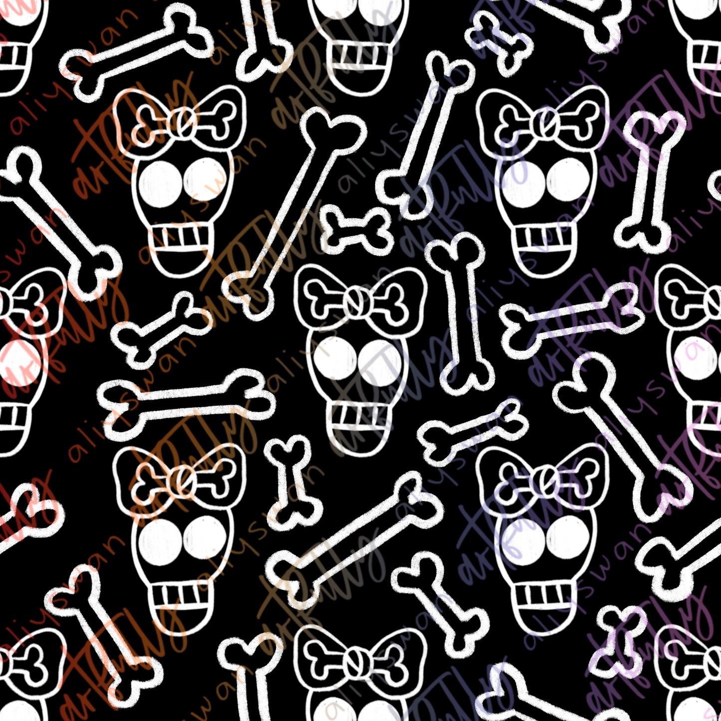 Teensy Skull Bones Seamless File - MULTIPLE OPTIONS