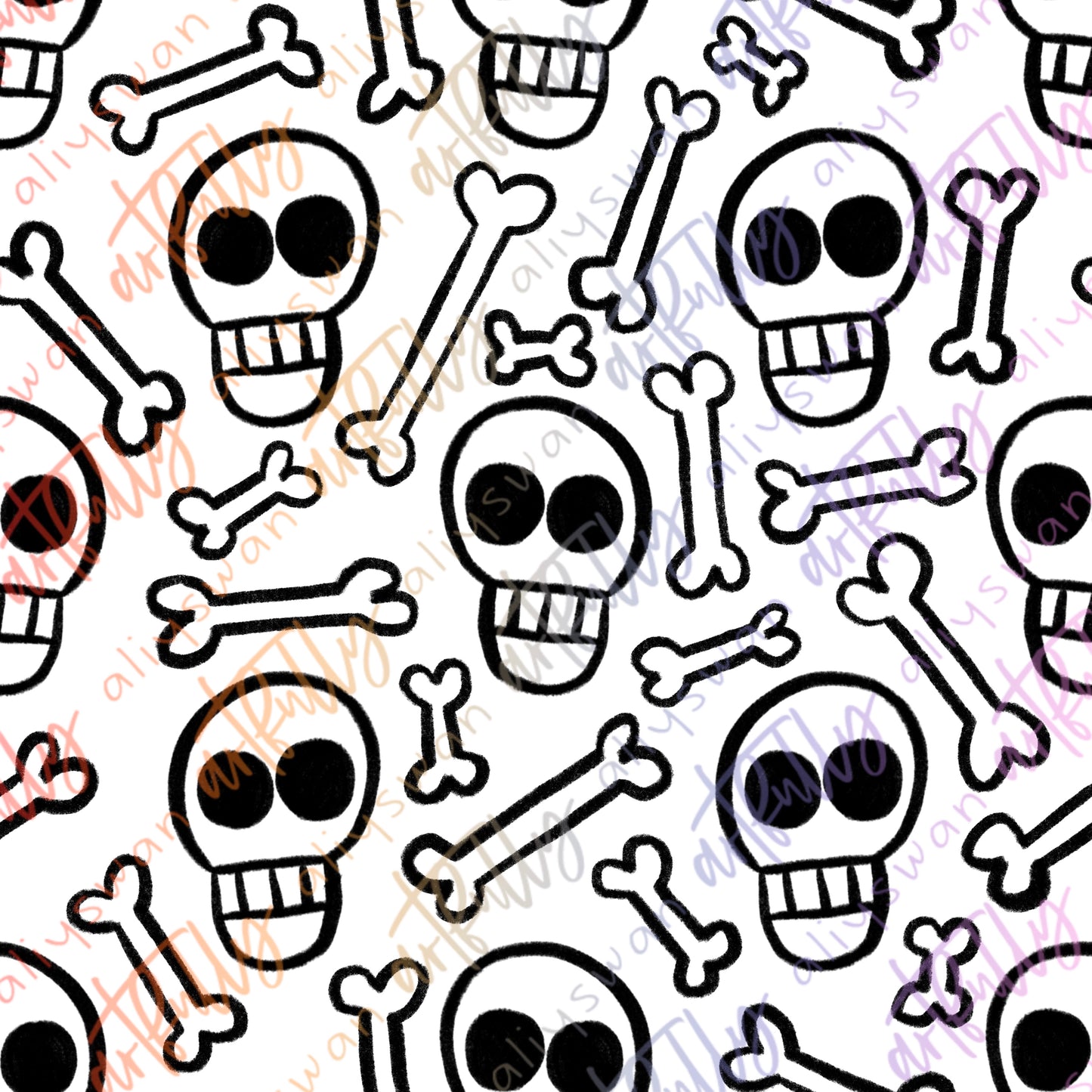 Teensy Skull Bones Seamless File - MULTIPLE OPTIONS