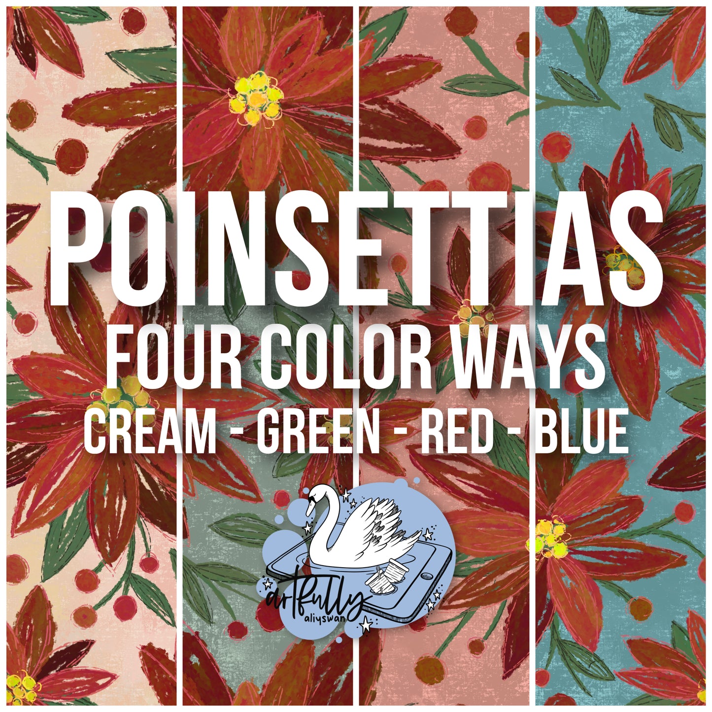 Poinsettias Seamless File - MULTIPLE OPTIONS