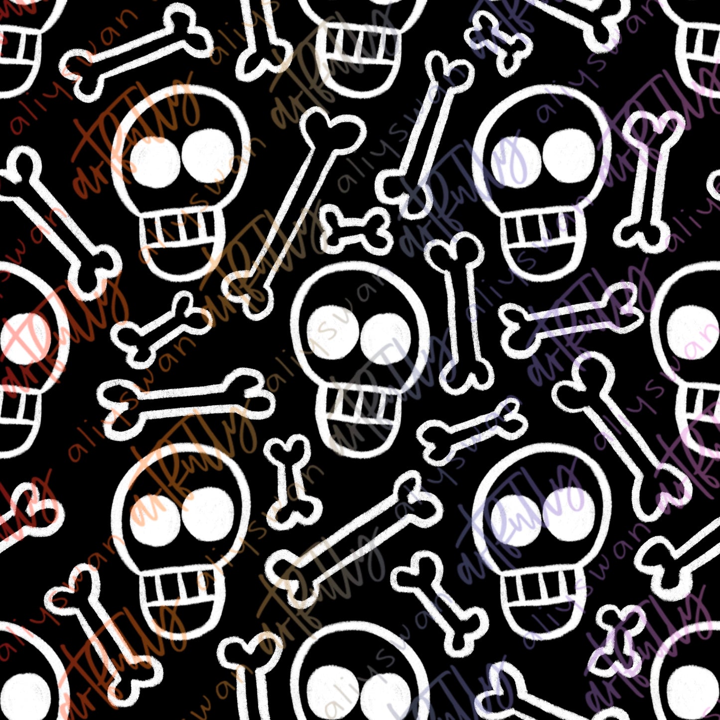 Teensy Skull Bones Seamless File - MULTIPLE OPTIONS