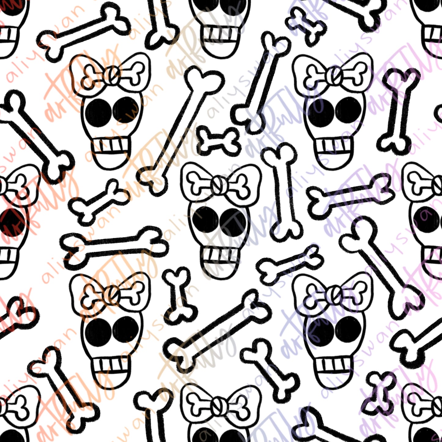 Teensy Skull Bones Seamless File - MULTIPLE OPTIONS