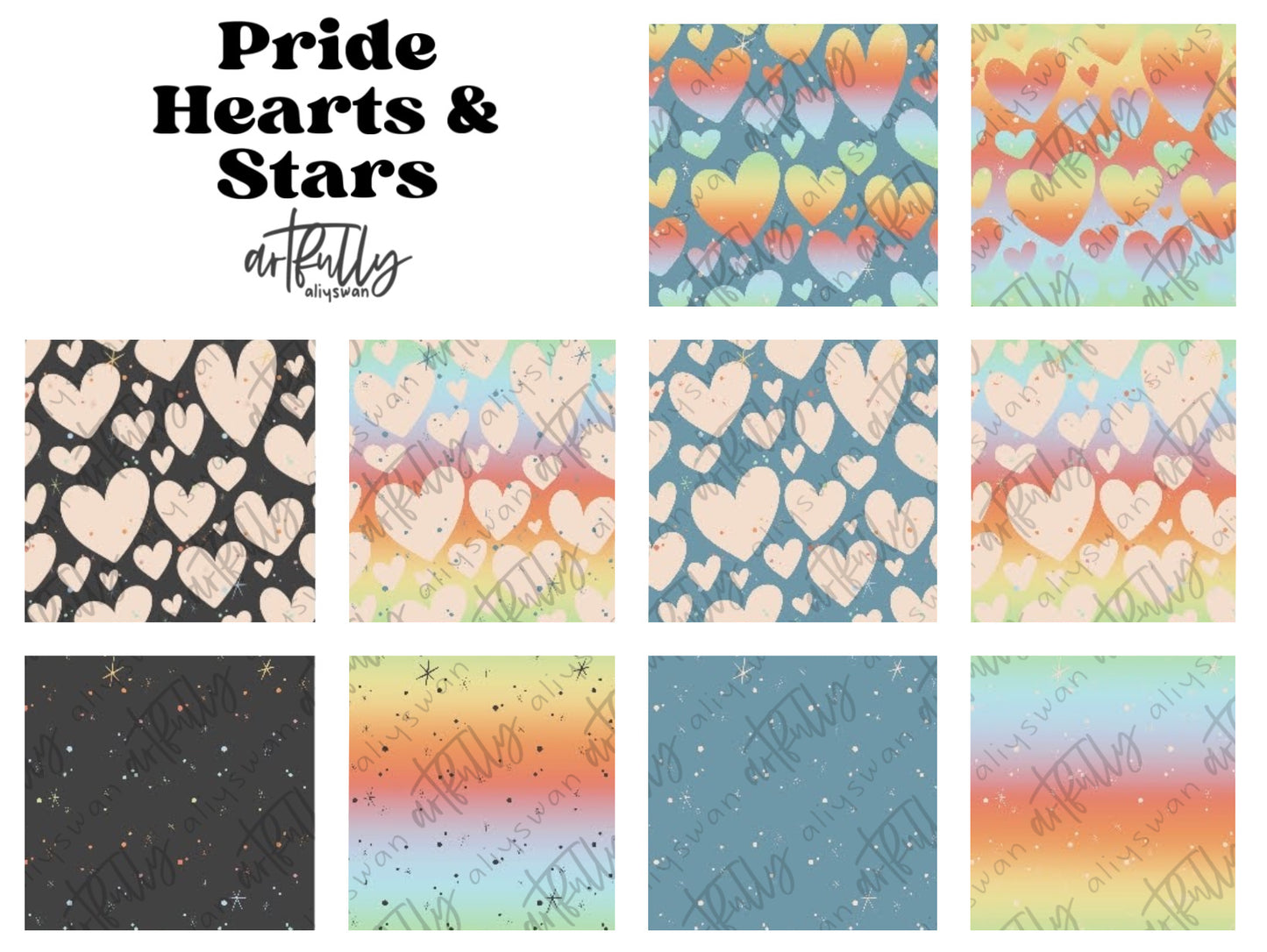 Pride Stars & Hearts Seamless File - MULTIPLE OPTIONS