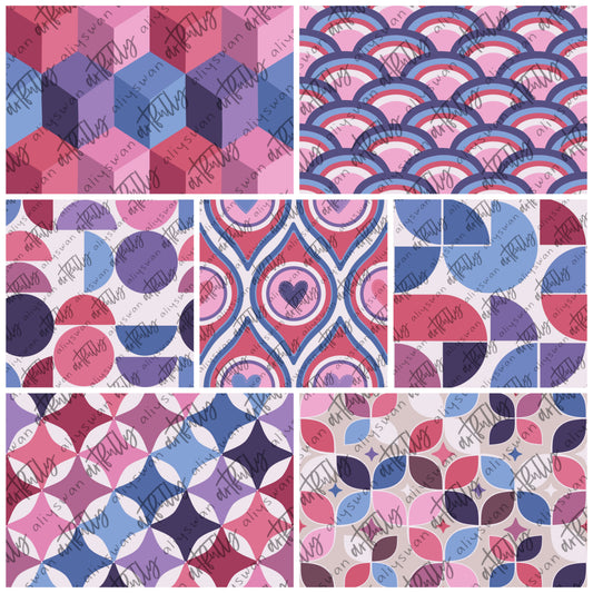 Retro Valentines Seamless File - MULTIPLE OPTIONS