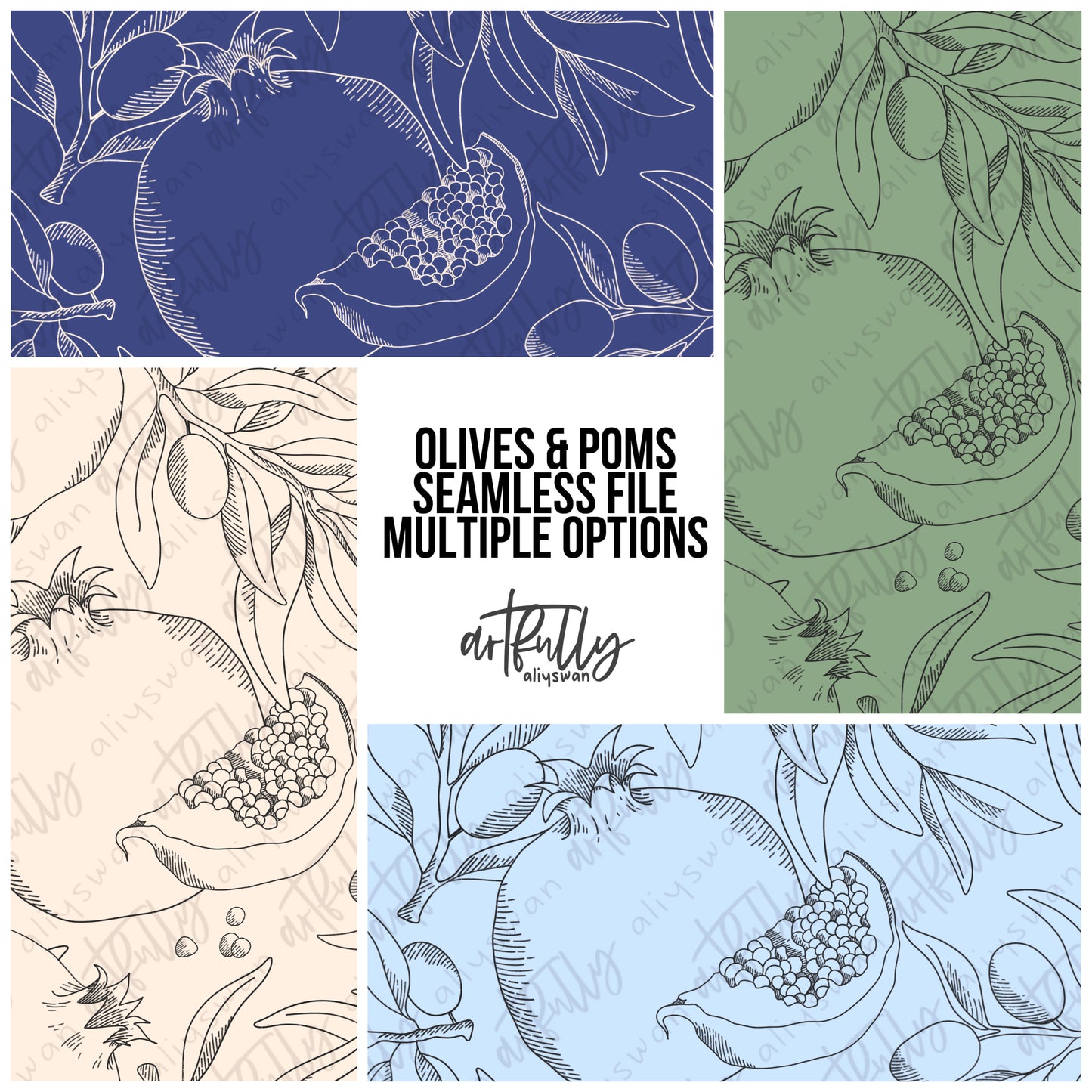 Olives & Poms Seamless File - MULTIPLE OPTIONS