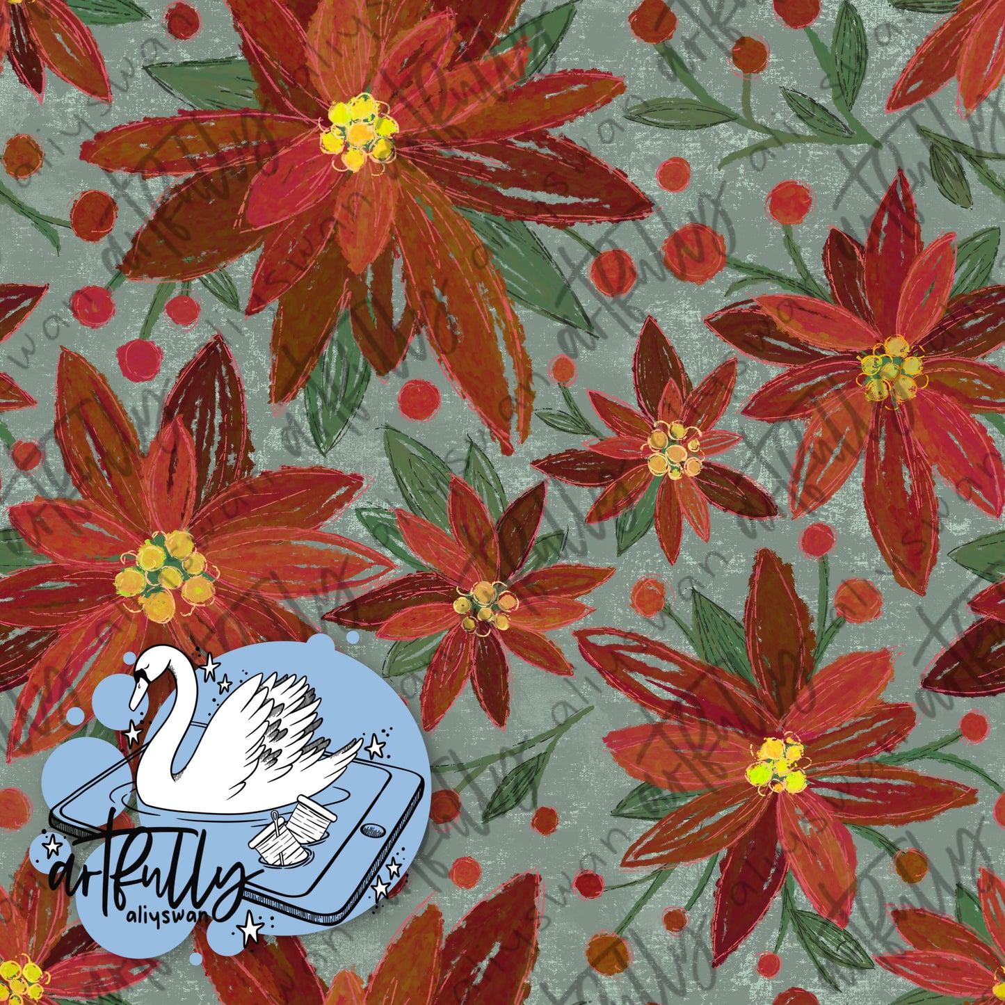 Poinsettias Seamless File - MULTIPLE OPTIONS