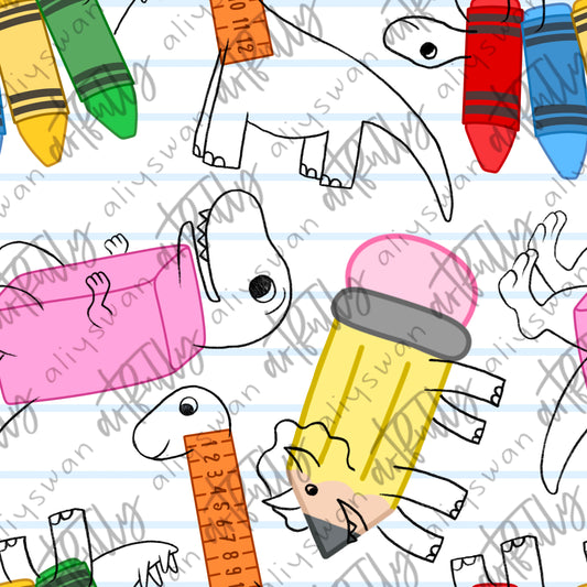 School Supplies Dinos Seamless File