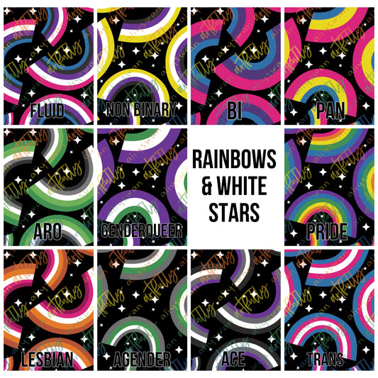 Rainbows & White Stars Seamless File - MULTIPLE OPTIONS