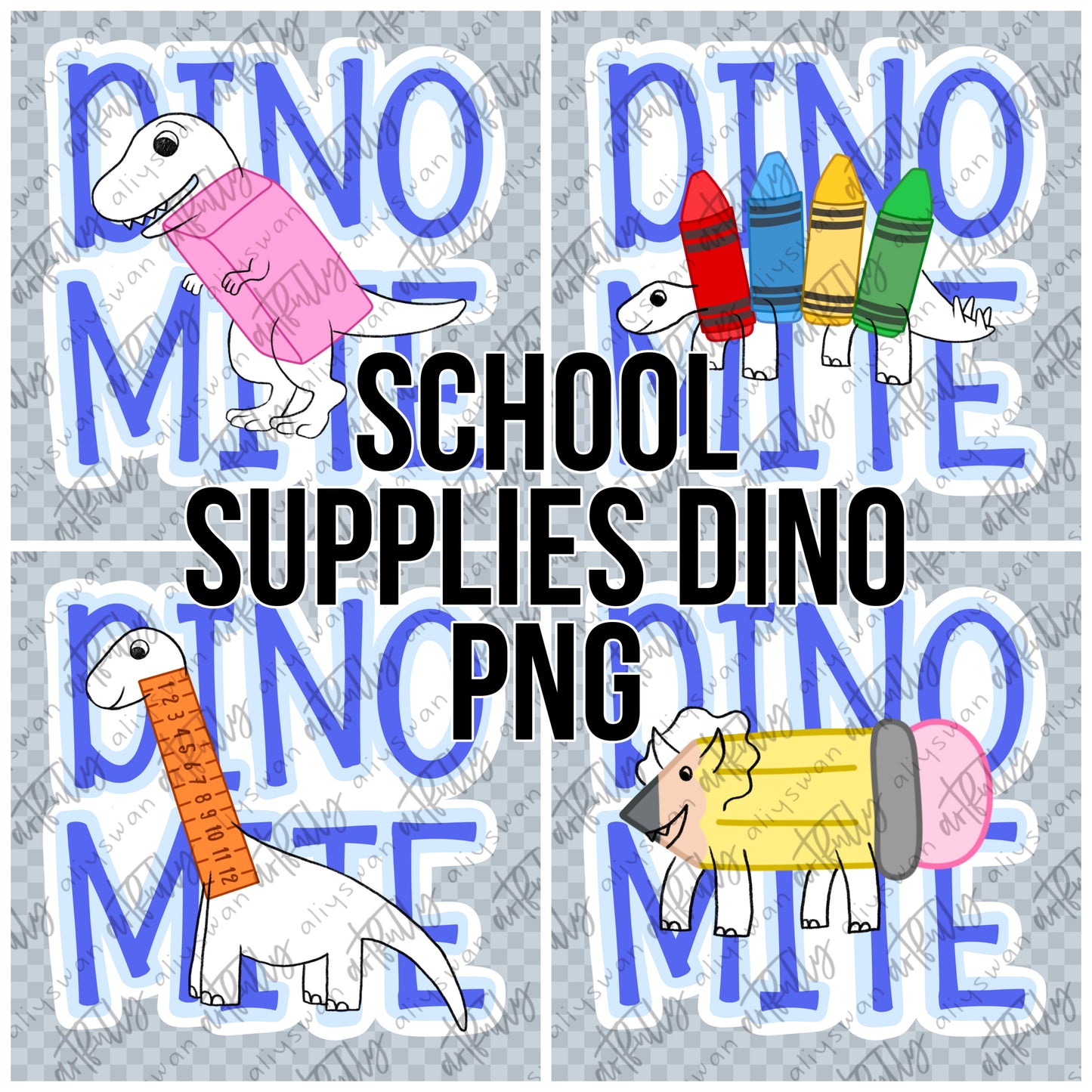 School Supplies Dino PNG File