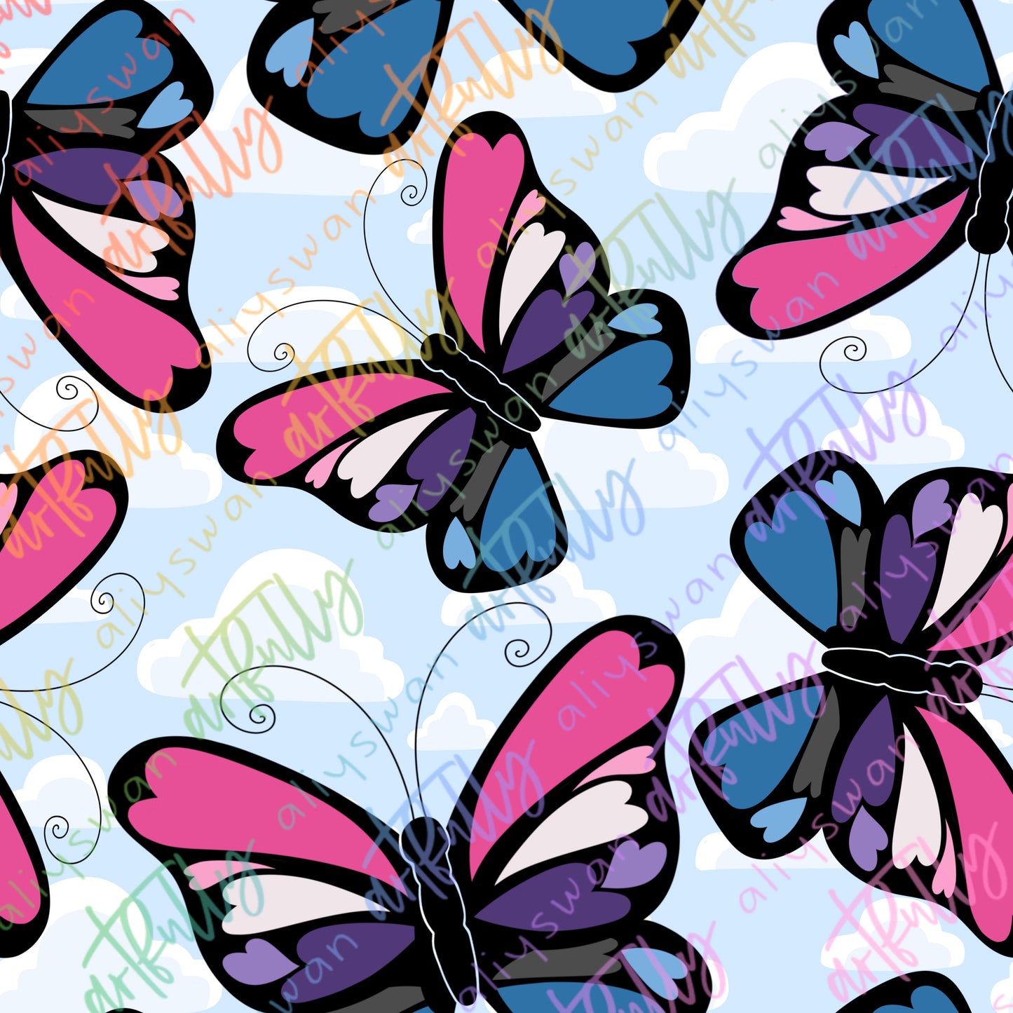 Pride Butterflies Seamless File - MULTIPLE OPTIONS