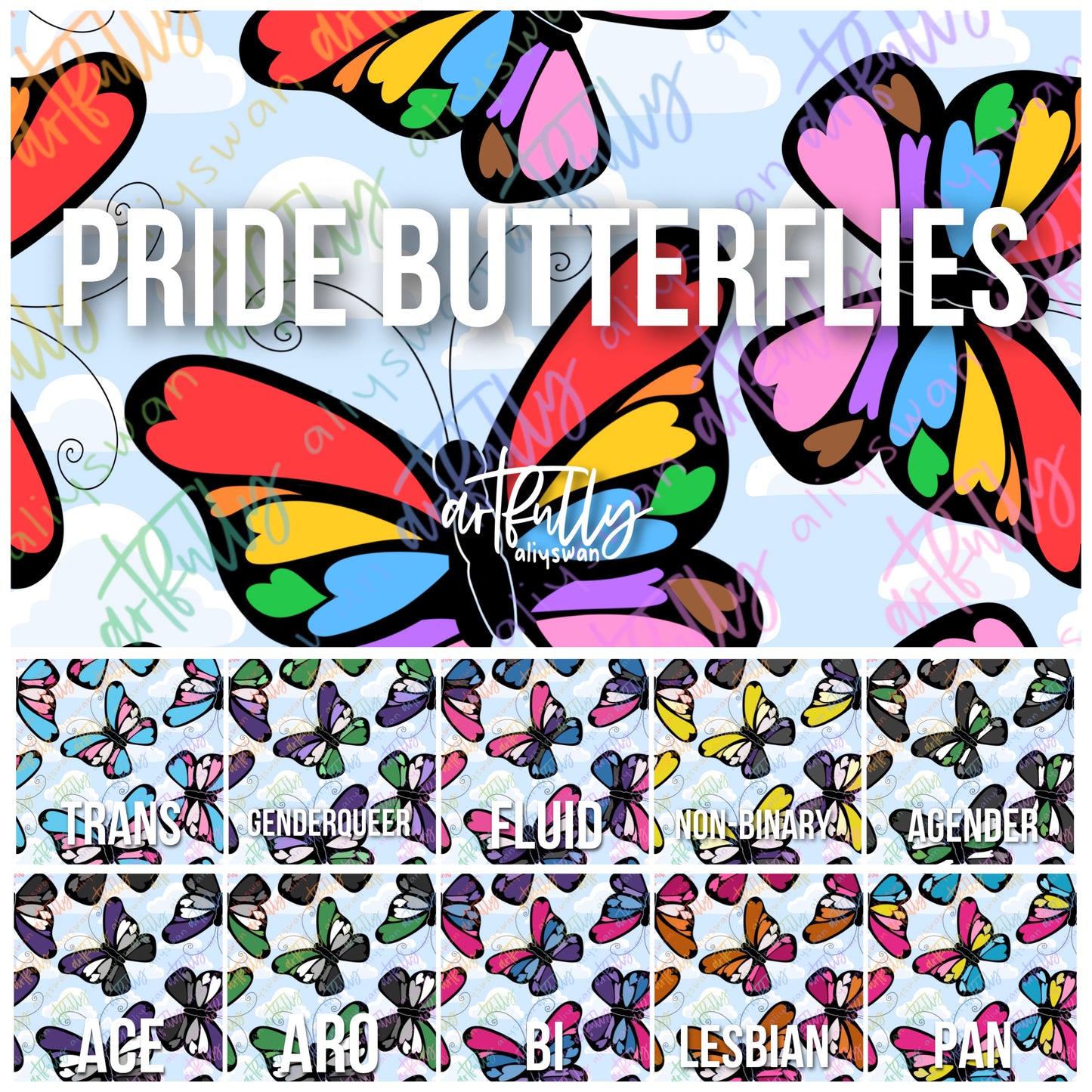 Pride Butterflies Seamless File - MULTIPLE OPTIONS