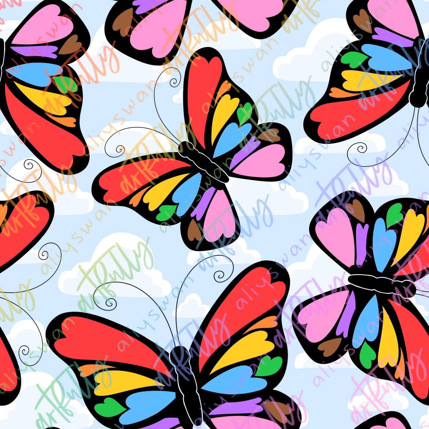 Pride Butterflies Seamless File - MULTIPLE OPTIONS