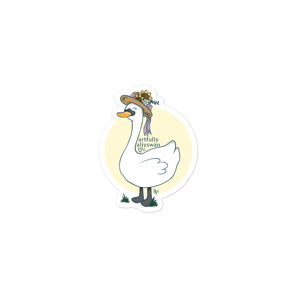 Artfully Aliyswan Cottagecore Swan Sticker