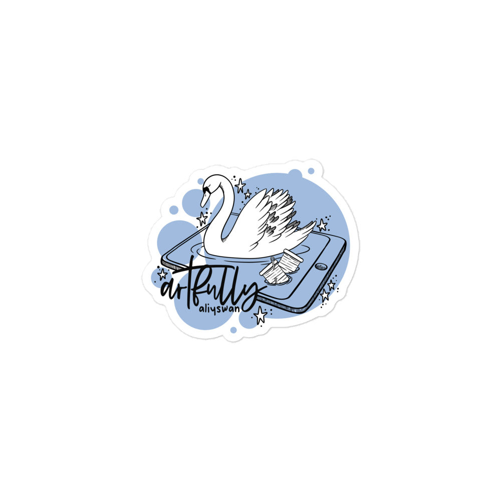 Artfully Aliyswan Bubble Swan Sticker