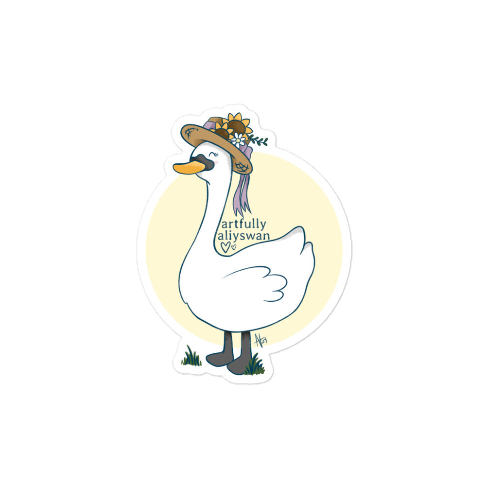 Artfully Aliyswan Cottagecore Swan Sticker