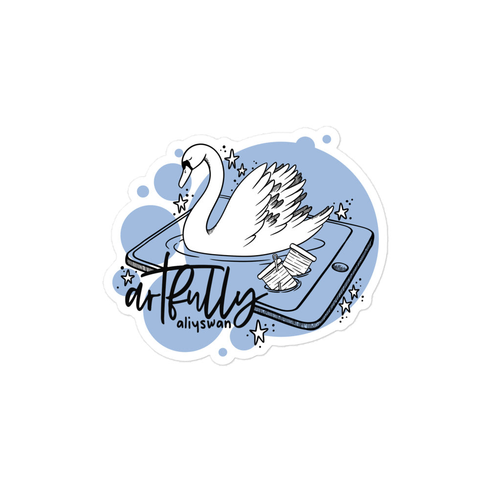 Artfully Aliyswan Bubble Swan Sticker