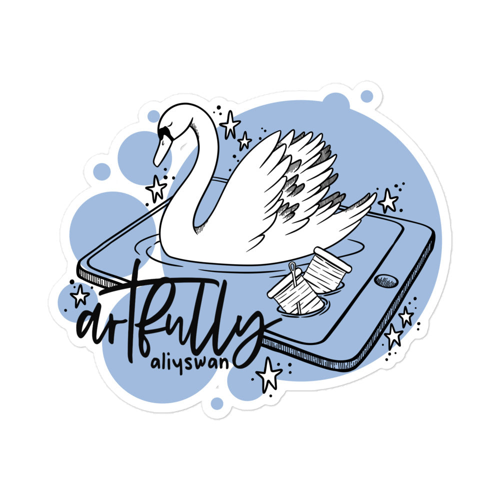 Artfully Aliyswan Bubble Swan Sticker