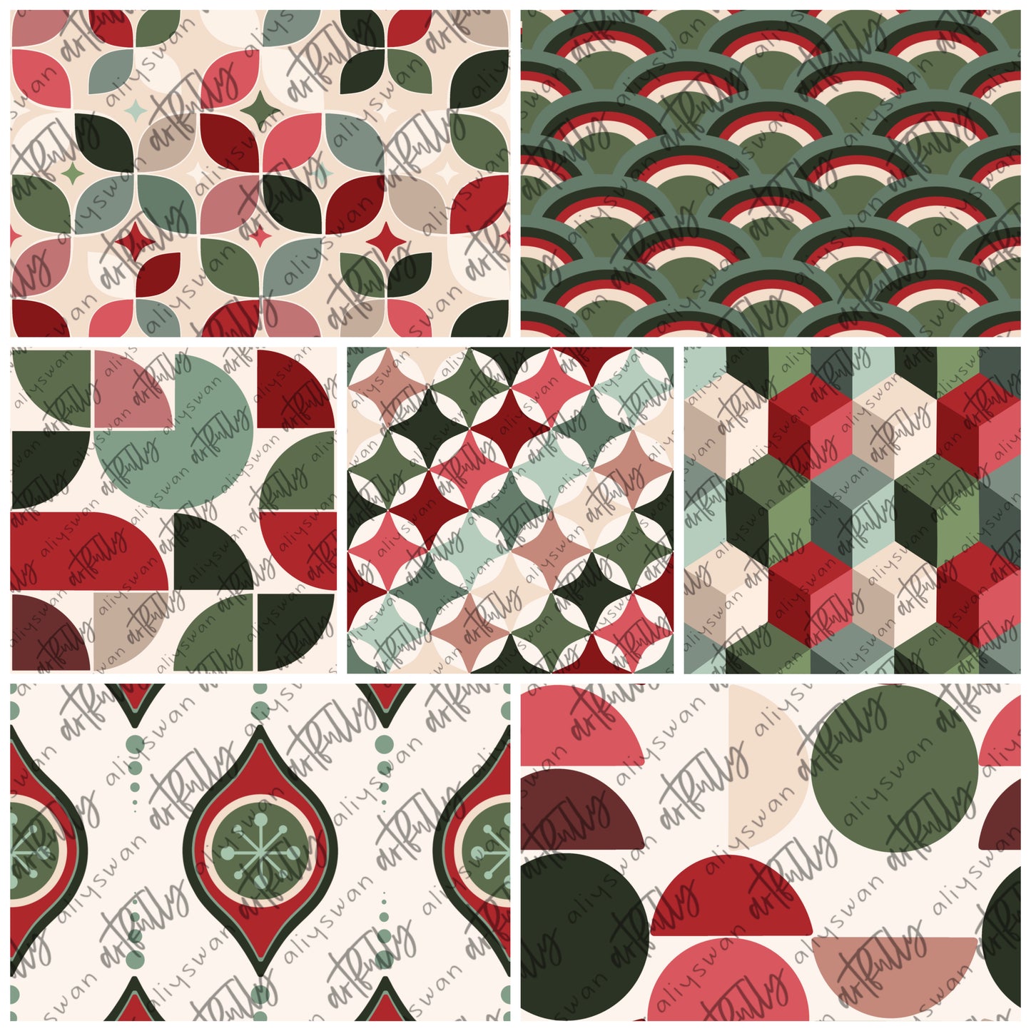 Retro Christmas Seamless File - MULTIPLE OPTIONS