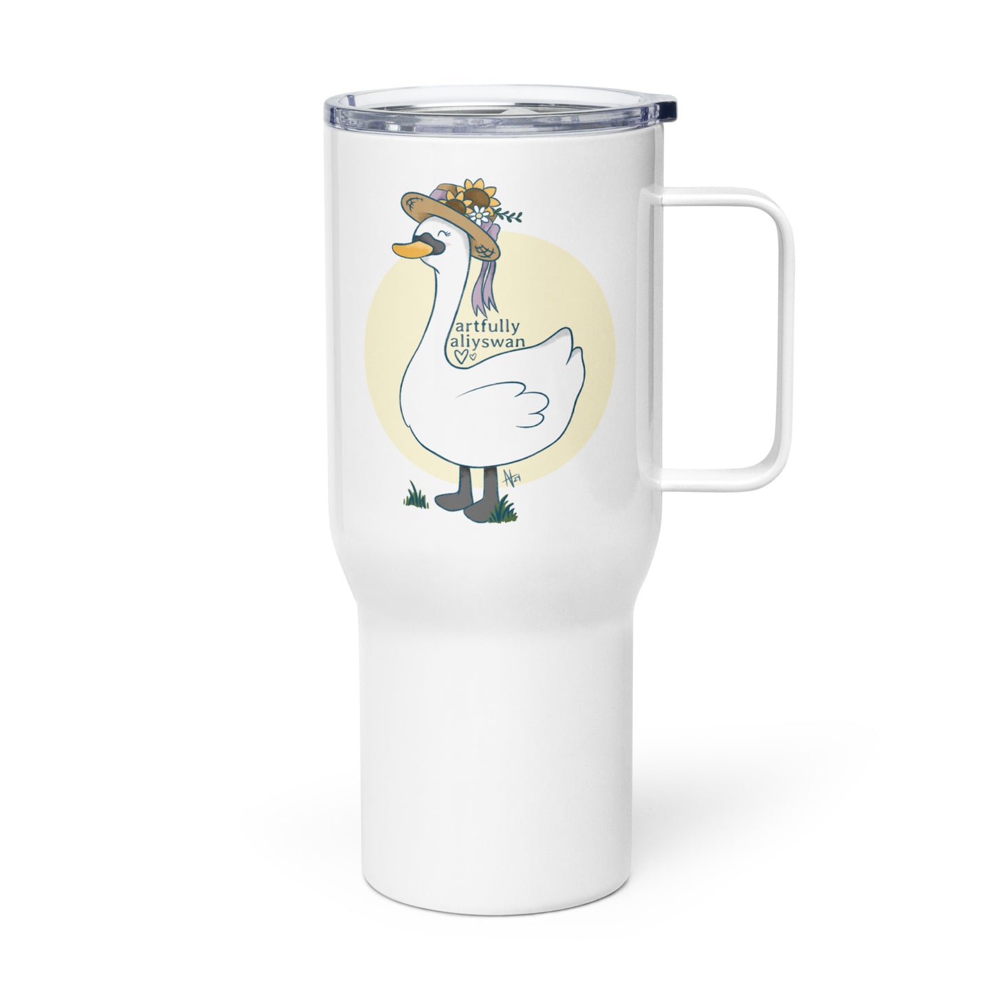 Artfully Aliyswan Cottagecore Swan Travel Mug