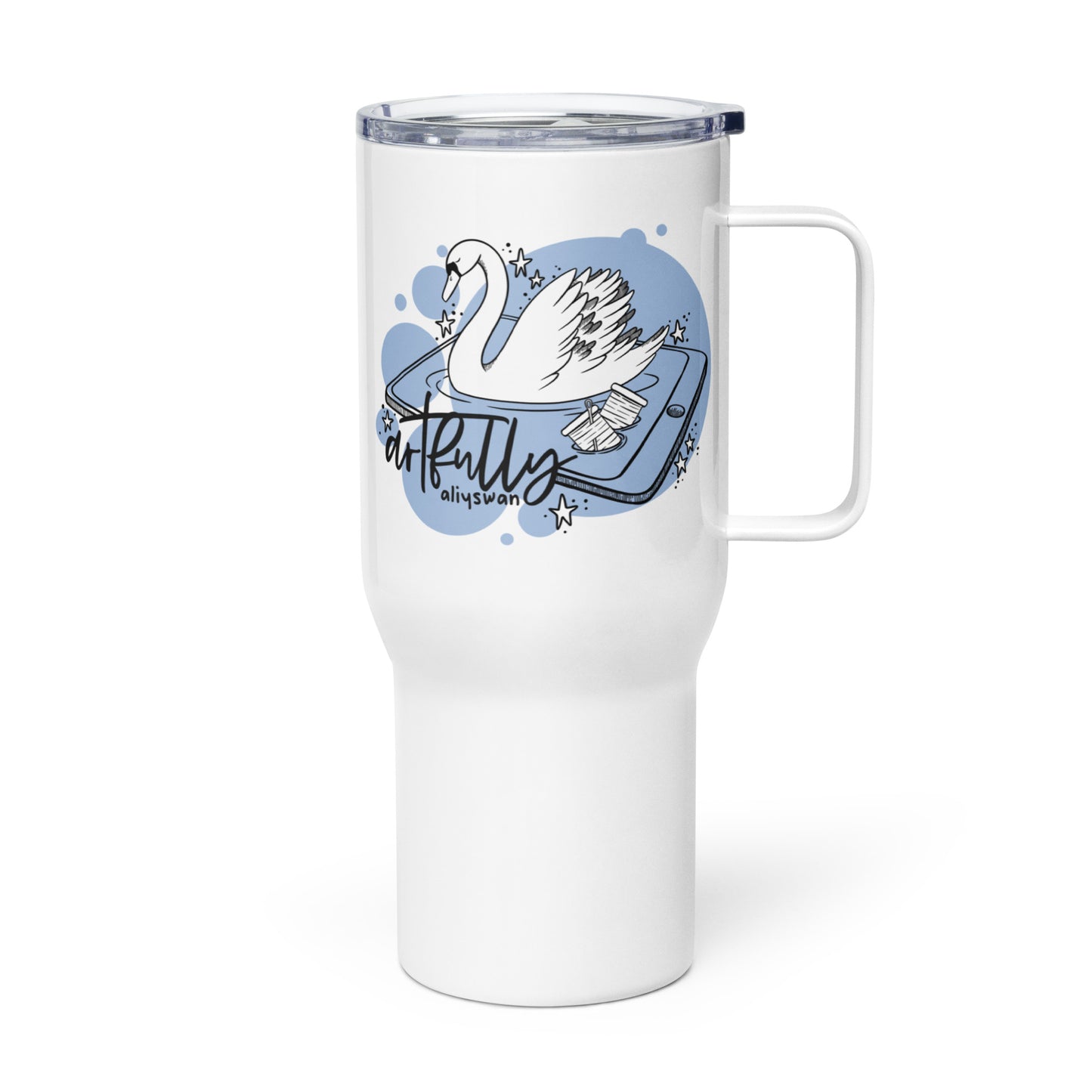 Artfully Aliyswan Bubble Swan Travel Mug